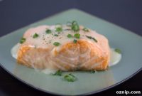 Oven-Roasted Salmon with White Wine Sauce
