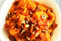 Creamy Mashed Sweet Potatoes with Maple Syrup and Bacon