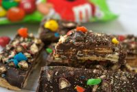 Crunchy Chocolate Bark with M&M’s Crispy