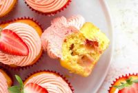 Homemade Strawberry Cupcakes with Fresh Strawberry Frosting