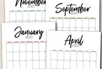 Download Printable 2025 Monthly Calendar Templates