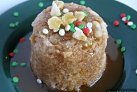 Gingerbread Mug Cake Drizzled with Caramel Syrup