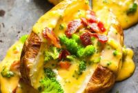 Loaded Baked Potato Recipe with Creamy Homemade Cheese Sauce