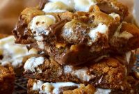 Chocolate Marshmallow S’mores Cookie Bars