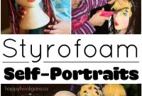 Styrofoam Head Self Portrait Art Project for Kids