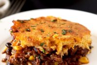 Savory Tamale Pie with Brown Butter Cornbread Topping