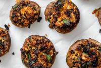 Vegan Stuffed Mushrooms with Garlic Herb Breadcrumbs