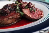 Pan-Seared Venison Backstrap with Blackberry Sauce