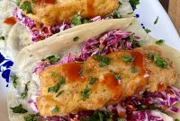 Crispy Baja Fish Tacos with Lime Cilantro Slaw