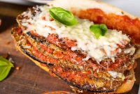 Crispy Eggplant Parmesan Sandwich with Marinara