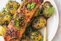 Miso-Grilled Salmon with Herbed Potatoes