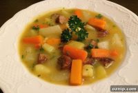 Hearty German Carrot and Kohlrabi Stew with Bratwurst