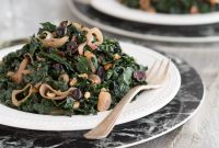 Warm Kale Salad with Cranberries and Toasted Walnuts