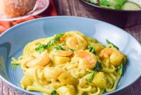 Creamy Coconut Curry Shrimp Noodles with Lime