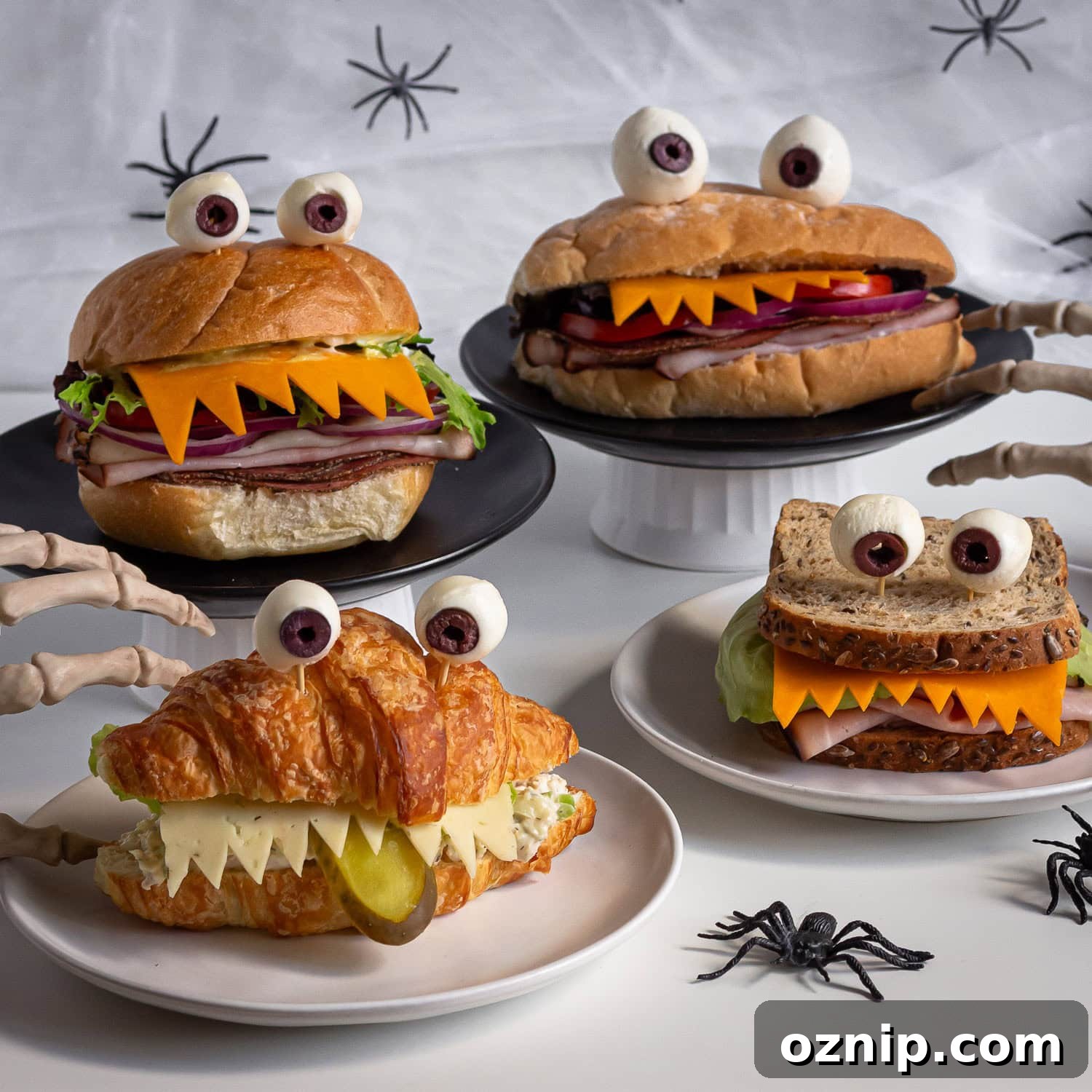 Four easy spooky Halloween sandwiches.