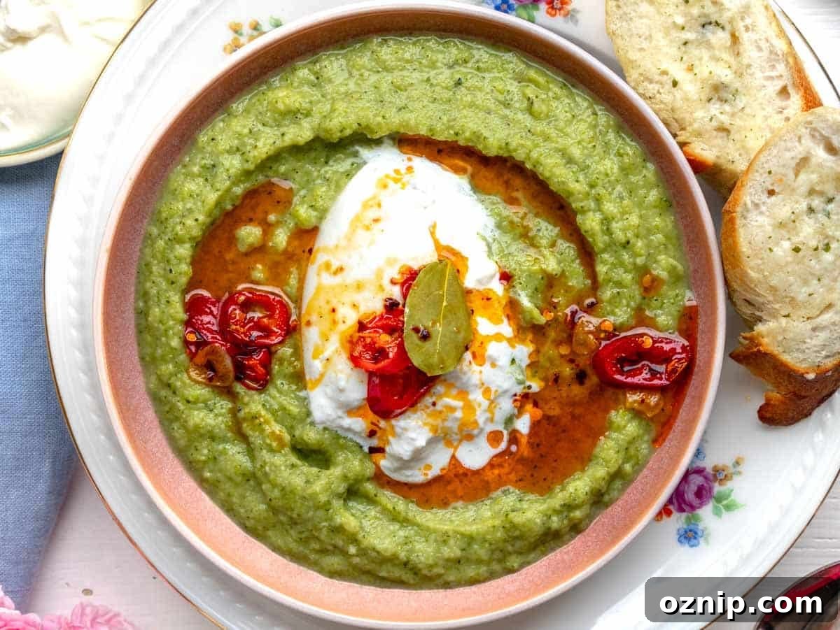 Broccoli Soup with garlic bread on the side