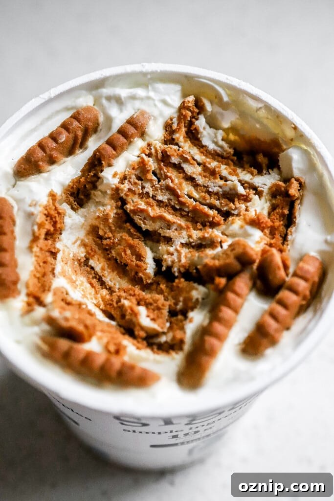 Top down view of the viral 2 ingredient japanese cheesecake in a yogurt tub.