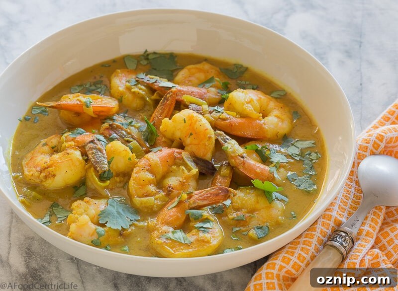 creamy coconut shrimp with curry.