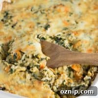 Sweet Potato Brown Rice Casserole with cheese and spinach