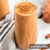 sweet potato smoothie topped with cinnamon