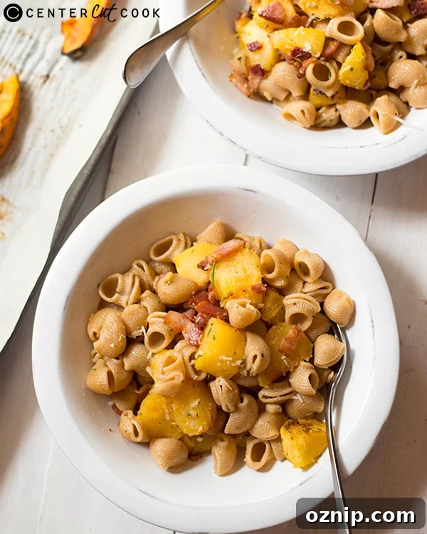 pasta with acorn squash bacon 2