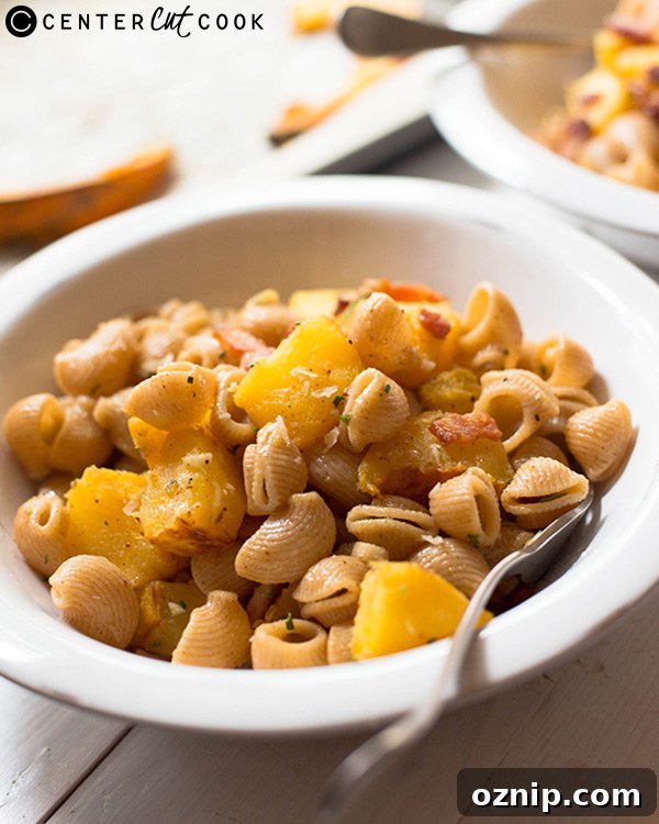 pasta with acorn squash bacon 3