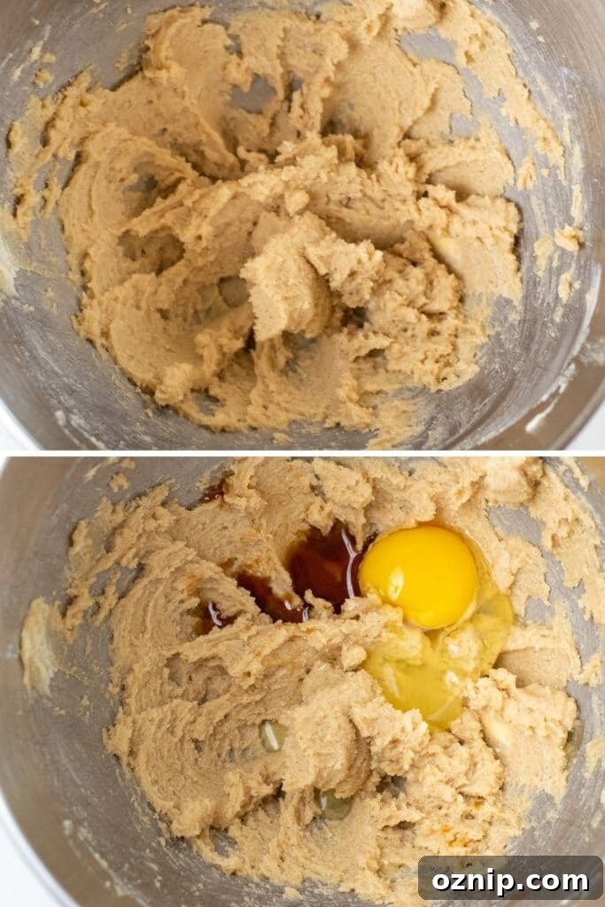 cookie dough batter in mixing bowl