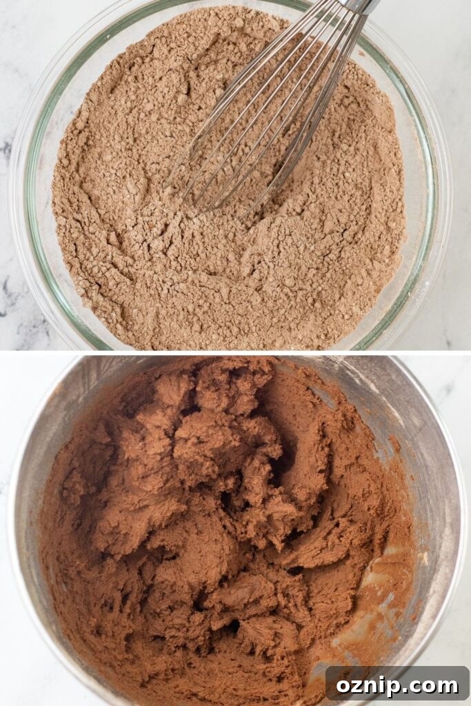 mixing up chocolate cookie bars