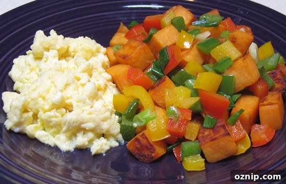 Scrambled Eggs and Sweet Potato Hash