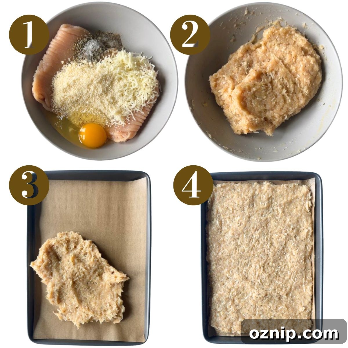 Steps to make chicken crust pizza.