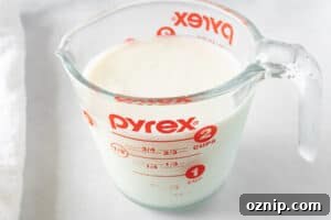 buttermilk in a pyrex measuring cup
