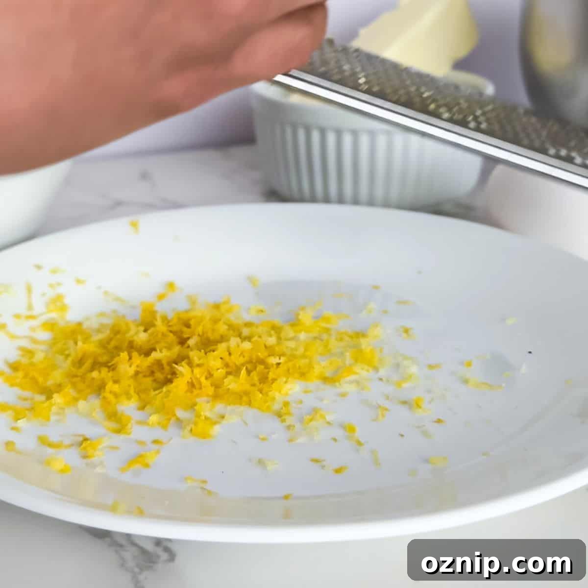 lemon zest on a plate.
