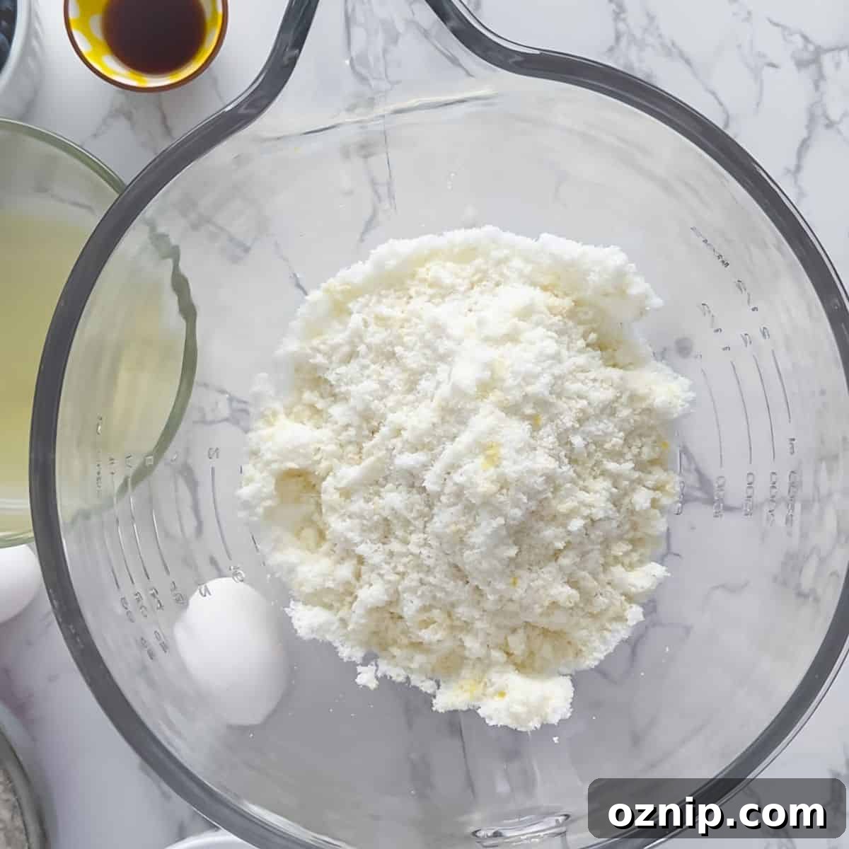 lemon zest and sugar in a bowl.