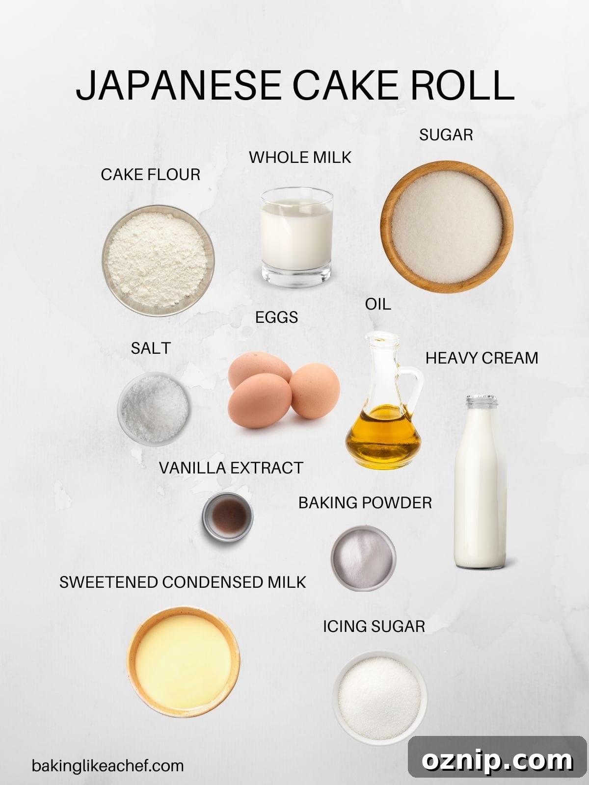 Dojima Roll: Japanese Sponge Cake Roll Recipe 4 Japanese cake roll ingredients in pictures