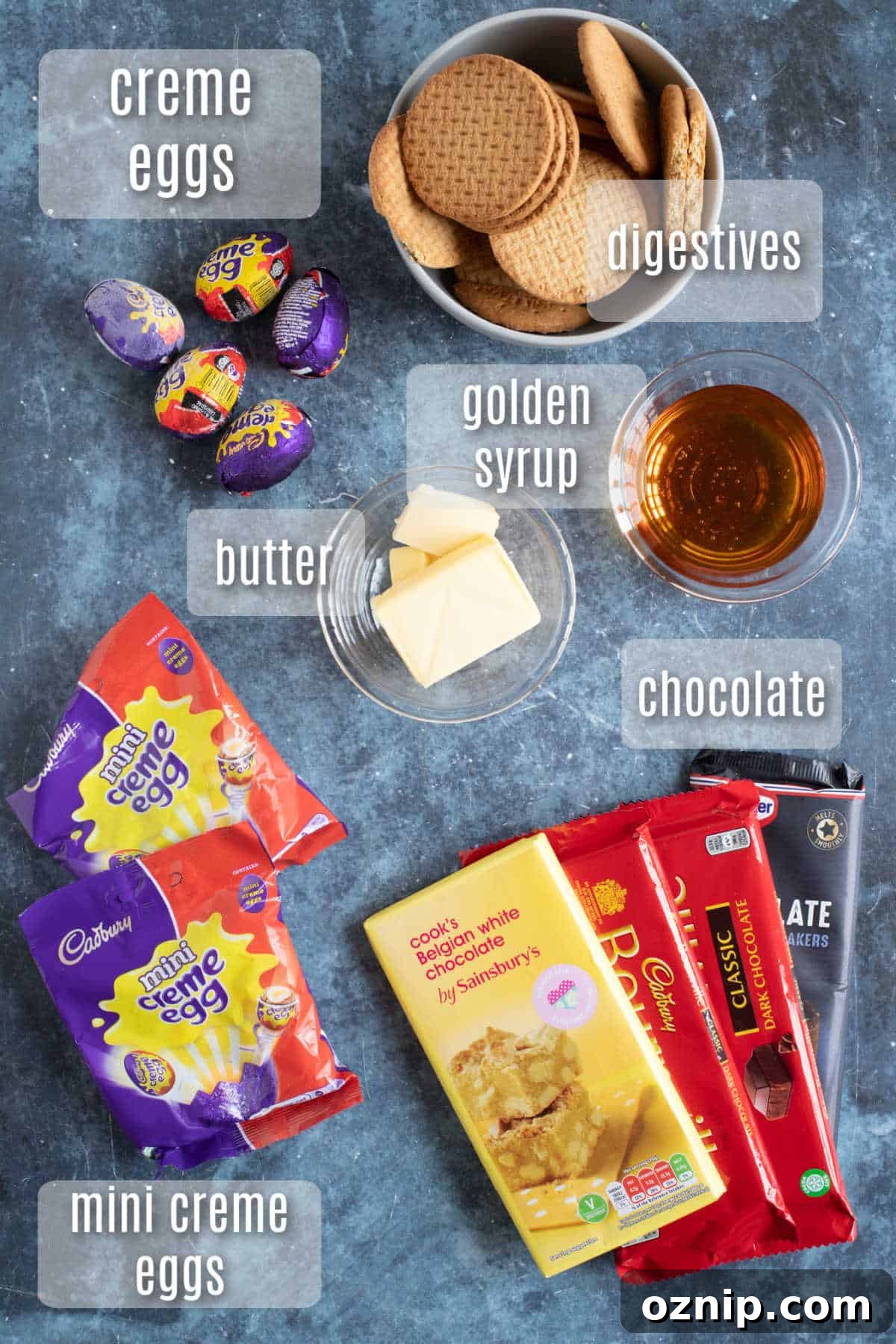 No-Bake Cadbury Creme Egg Tiffin Recipe 3 Ingredients for the creme egg tiffin.