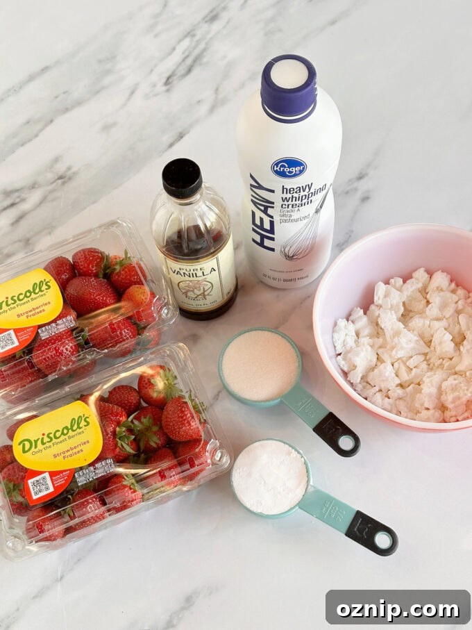 Classic Eton Mess with Strawberries and Meringue 3 Fresh strawberries for dessert