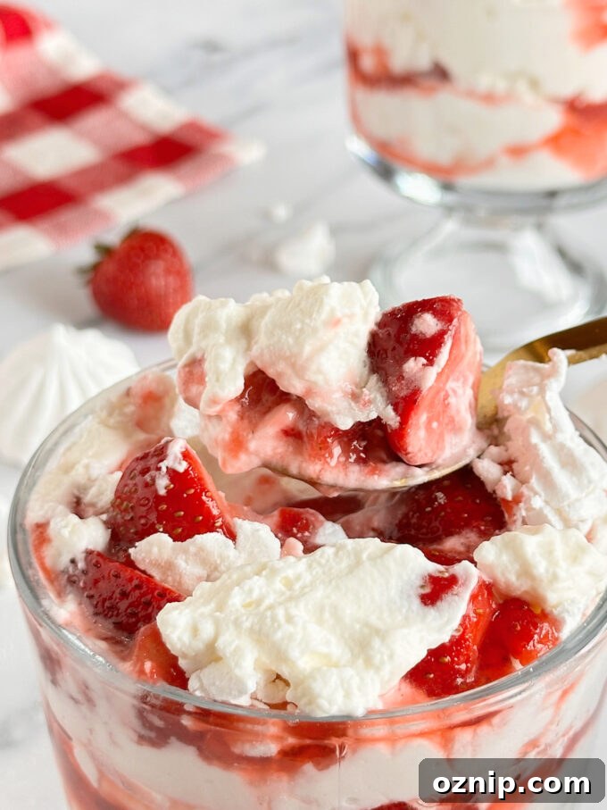 Classic Eton Mess with Strawberries and Meringue 4 Ingredients laid out