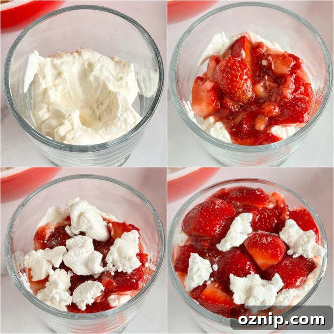 Classic Eton Mess with Strawberries and Meringue 7 Layering dessert glasses