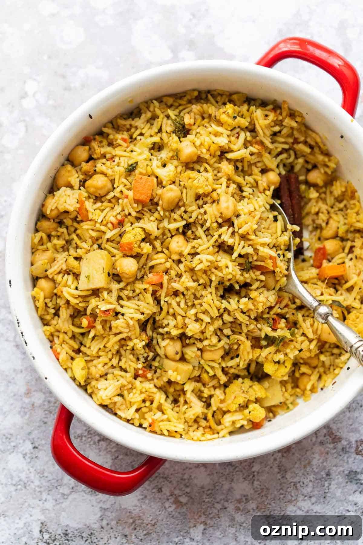 Kabuli chana pulao cooked in a pot