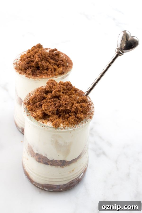 Biscoff Tiramisu Recipe with Speculoos Cookie Butter 2 speculoos tiramisu with a heart shaped spoon