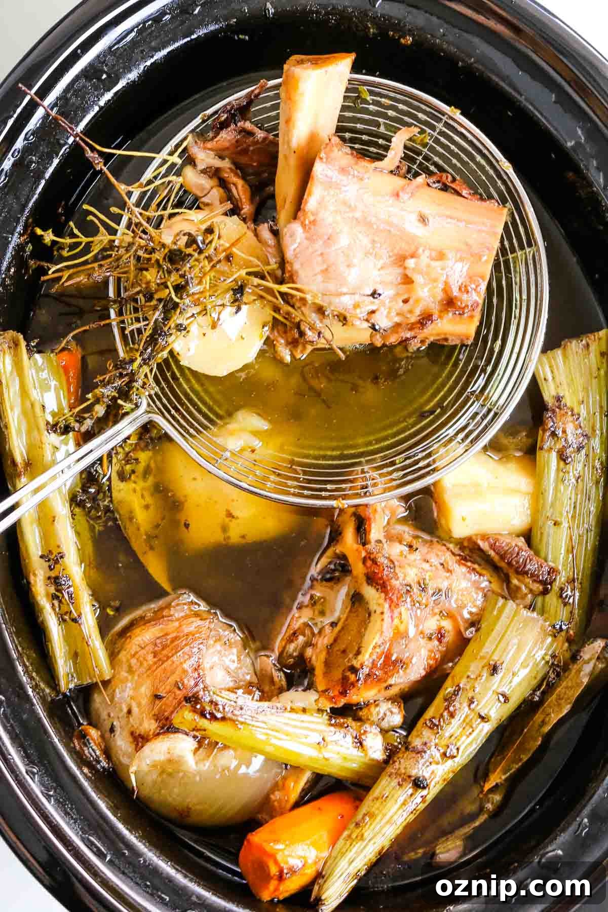 removing bones from bone broth.