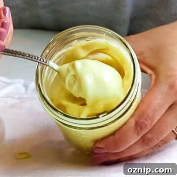 Jar with creamy mayo.