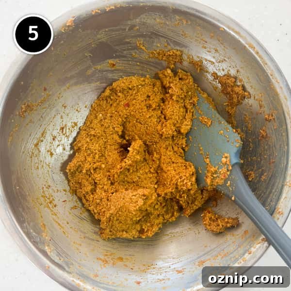 A massaman curry paste in a small bowl.