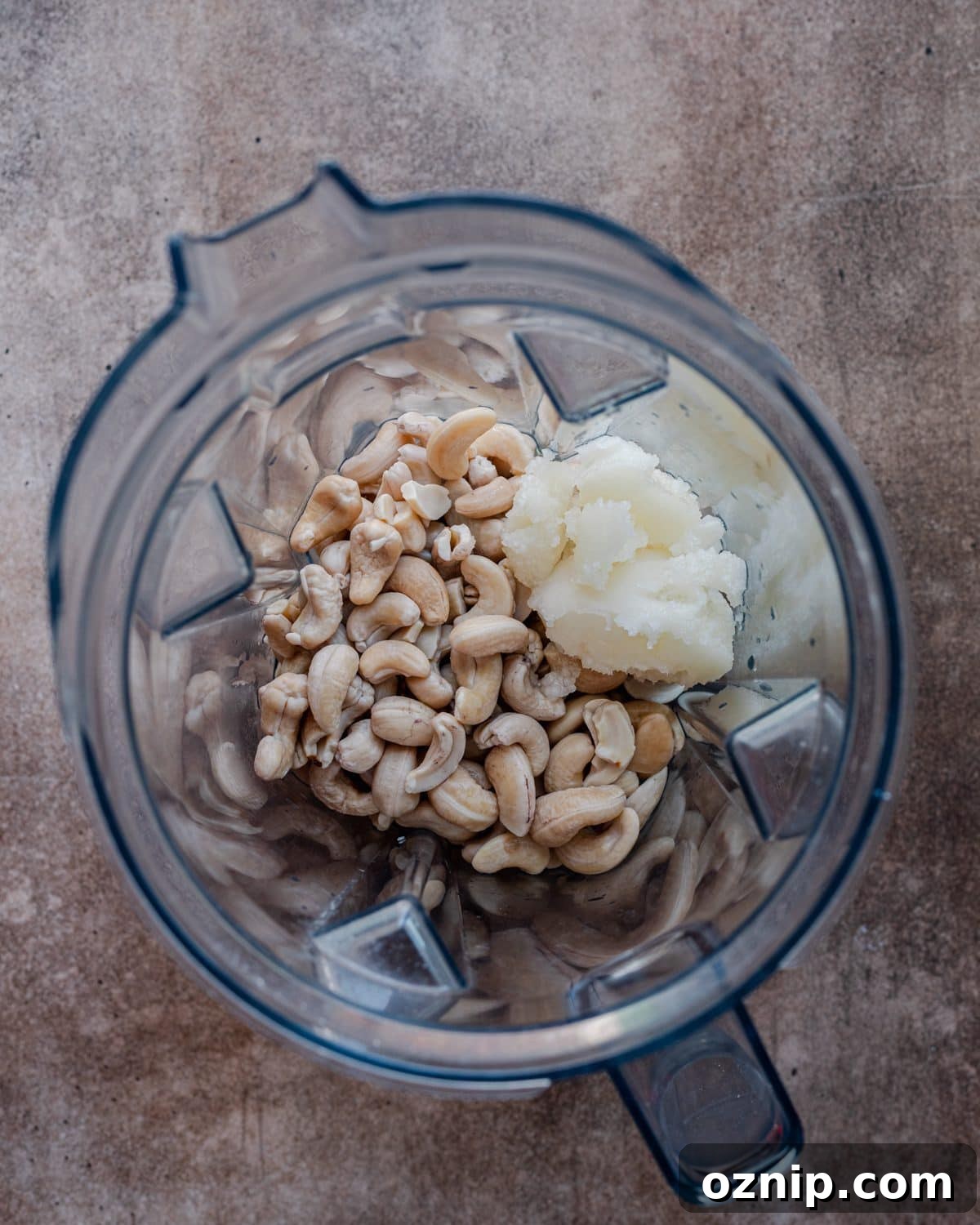 fermented cashew cheese ingredients in blender 