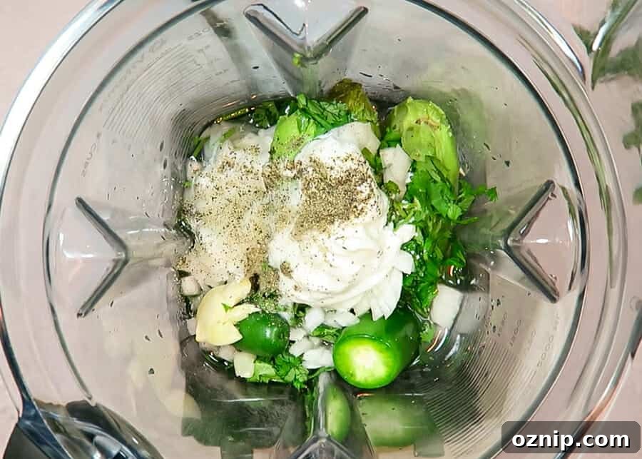 ingredients for the creamy avocado sauce shown in the vitamix