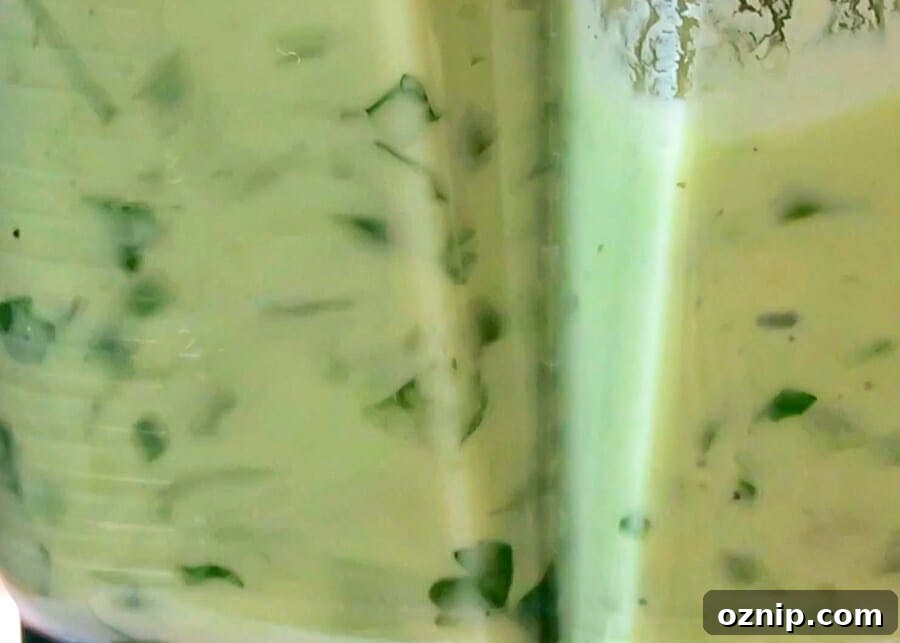 ingredients for the creamy avocado sauce being blended in the vitamix