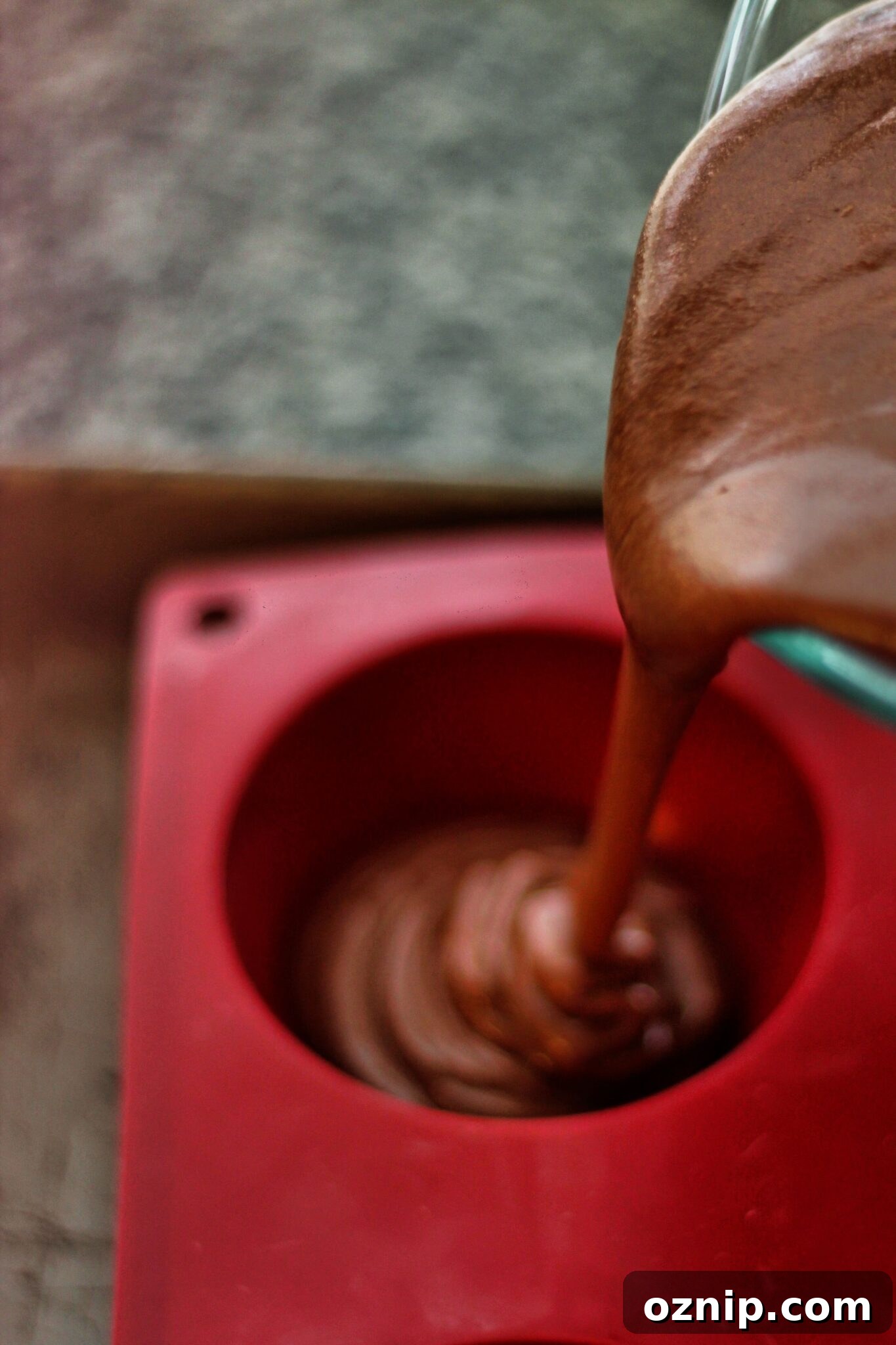 pouring mousse into molds