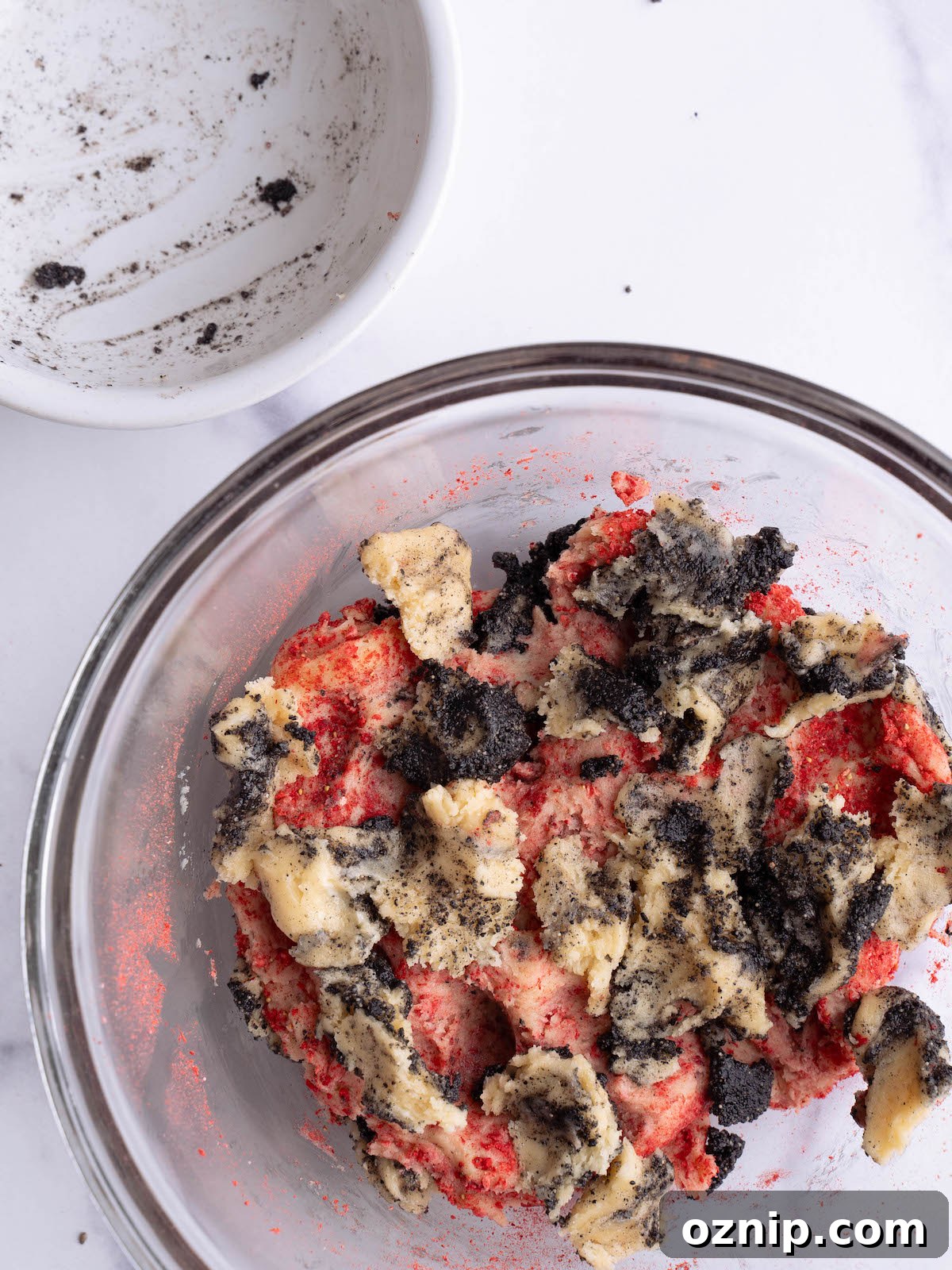 Strawberry black sesame swirl cookie dough