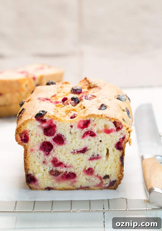 This gluten free cranberry bread is super moist, lightly sweet and only just a bit tart. It's the perfect quick bread for your holiday table.