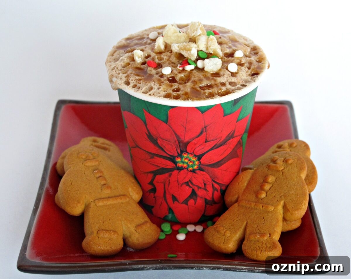 Gingerbread Mug Cake with Caramel Syrup Gingerbread Cake in a cup with crystallized ginger and caramel syrup.